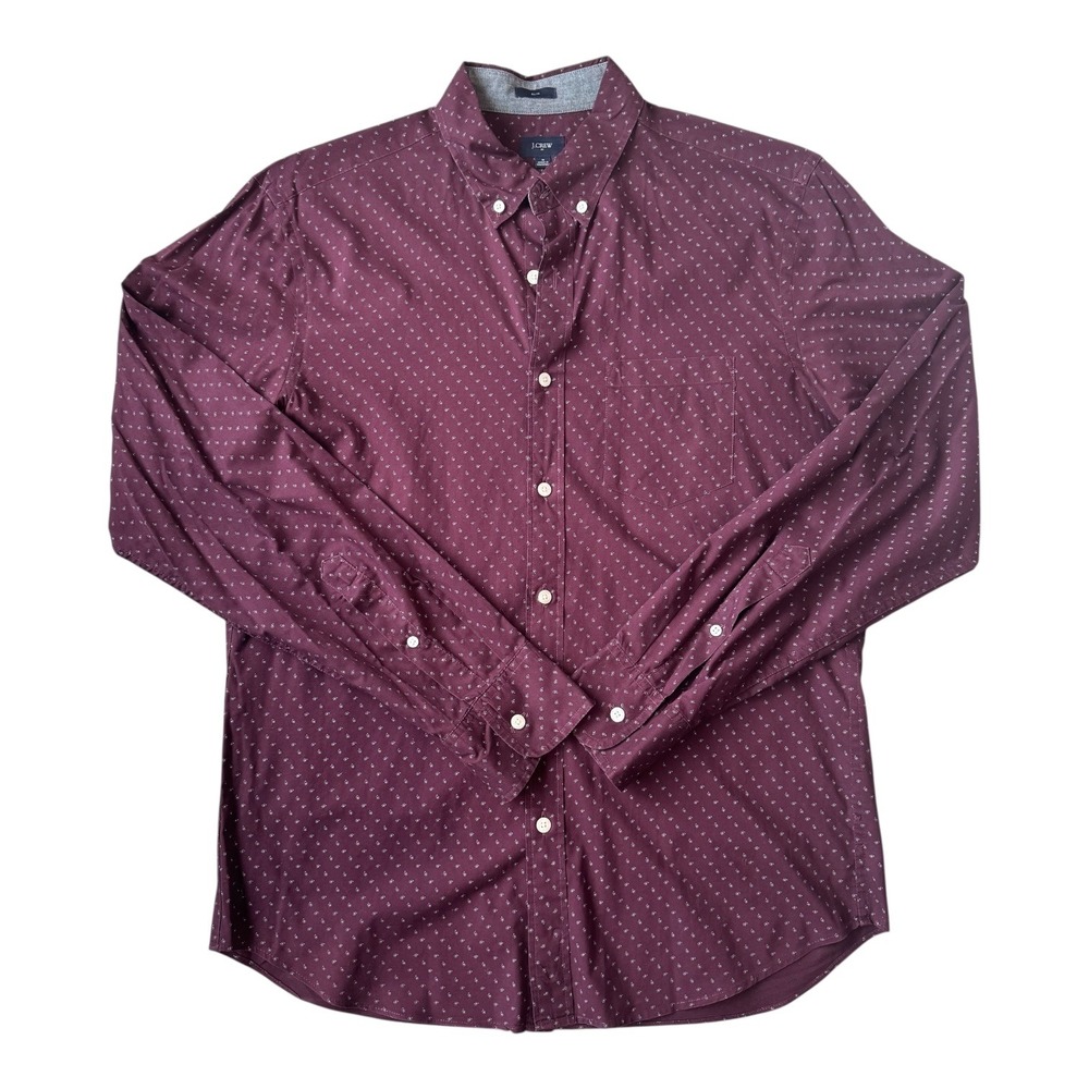 J.Crew Slim Men's Micro Paisley Shirt Maroon Burgundy‎ Cotton Button Down M